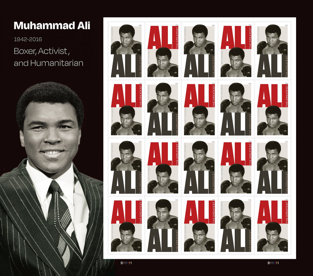 2026 Muhammad Ali Forever Postage Stamps Book of 20