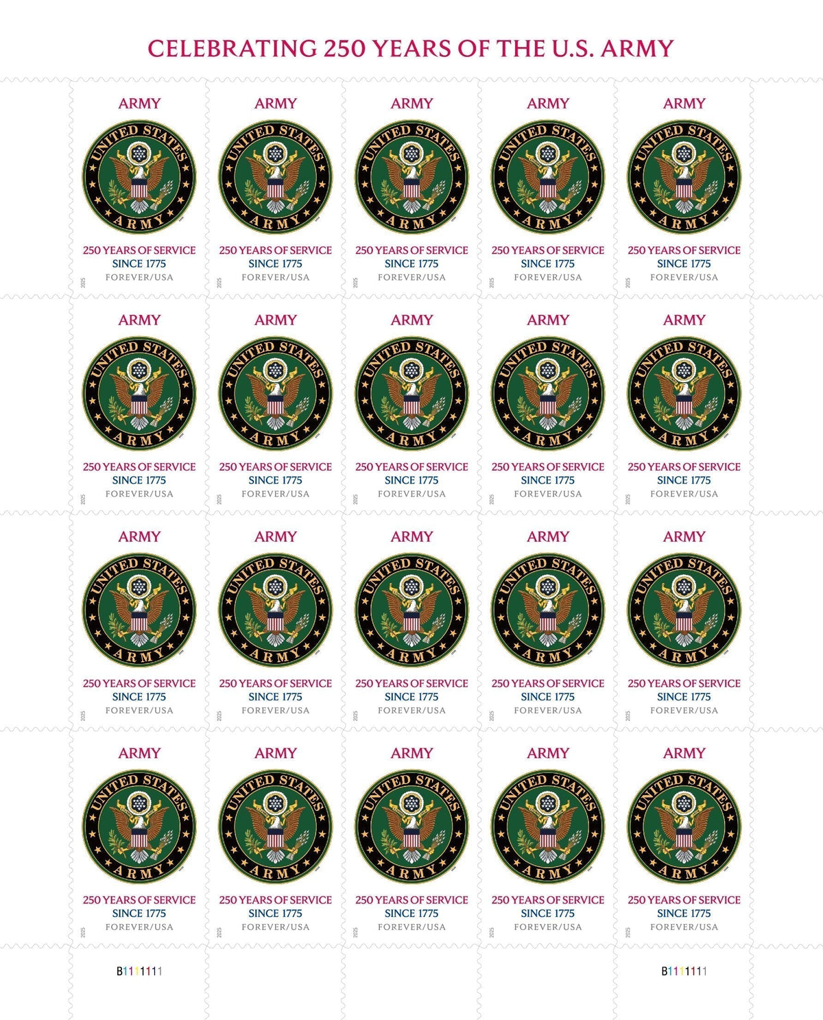 U.S. Army 250th First-Class Mail Forever Postage Stamps
