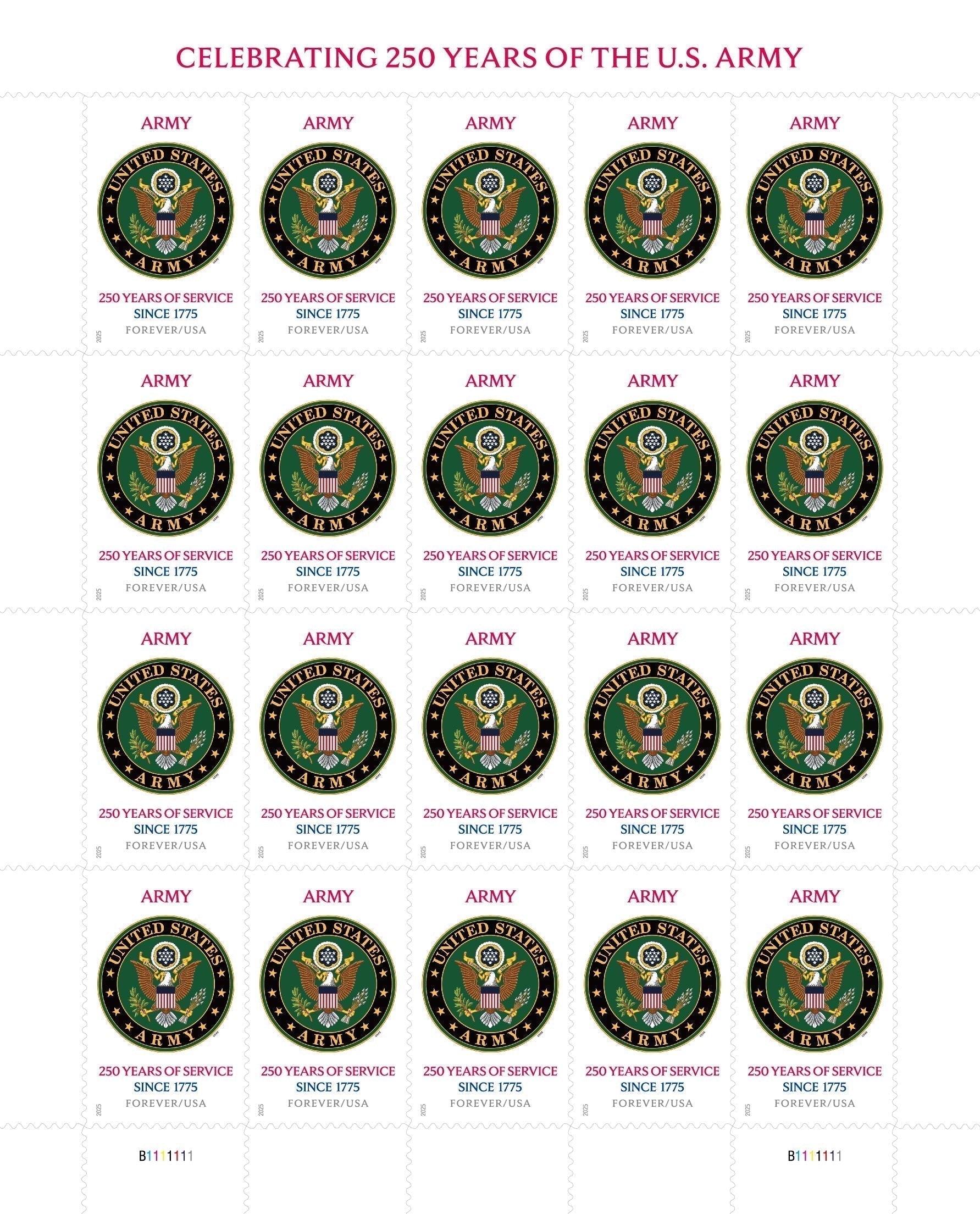 U.S. Army 250th First-Class Mail Forever Postage Stamps