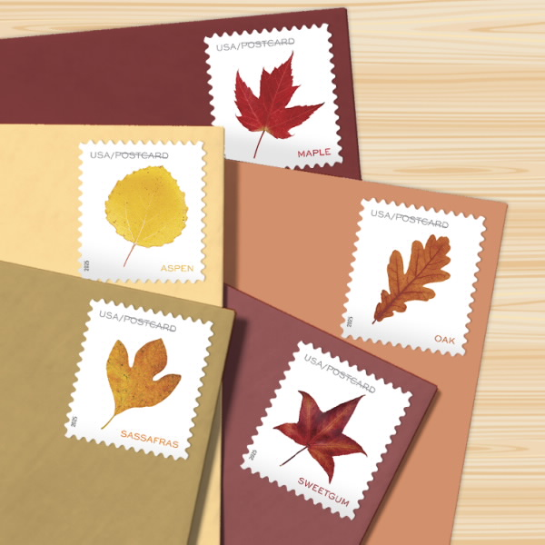 US Forever Stamps Vibrant Leaves Postcard Stamps, Sheet of 20